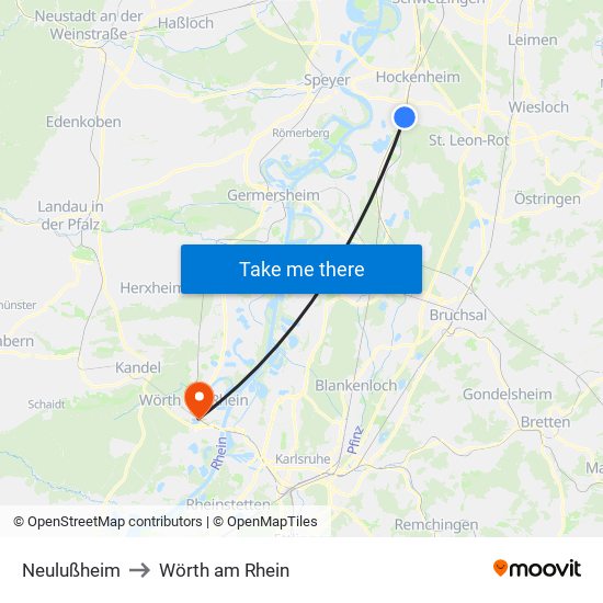 Neulußheim to Wörth am Rhein map