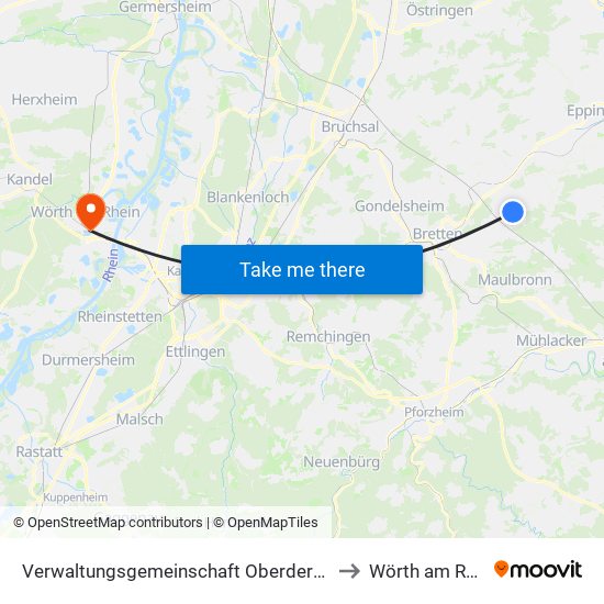 Verwaltungsgemeinschaft Oberderdingen to Wörth am Rhein map
