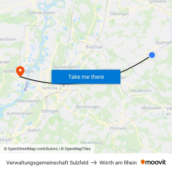 Verwaltungsgemeinschaft Sulzfeld to Wörth am Rhein map