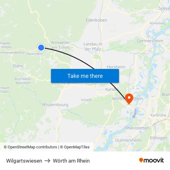 Wilgartswiesen to Wörth am Rhein map