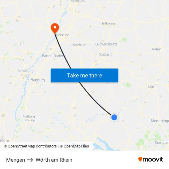 Mengen to Wörth am Rhein map