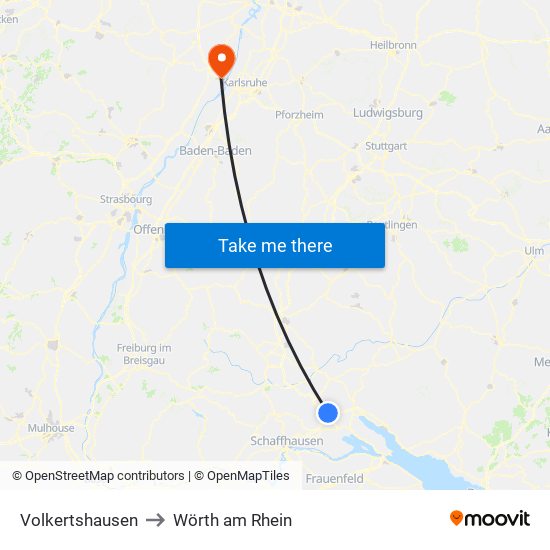 Volkertshausen to Wörth am Rhein map