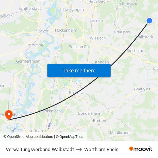 Verwaltungsverband Waibstadt to Wörth am Rhein map