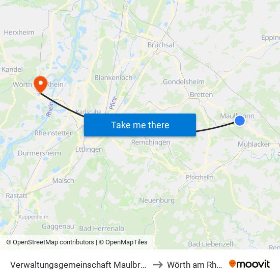 Verwaltungsgemeinschaft Maulbronn to Wörth am Rhein map