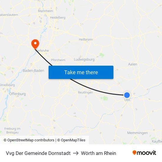 Vvg Der Gemeinde Dornstadt to Wörth am Rhein map