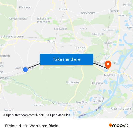 Steinfeld to Wörth am Rhein map