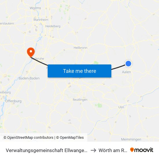 Verwaltungsgemeinschaft Ellwangen (Jagst) to Wörth am Rhein map