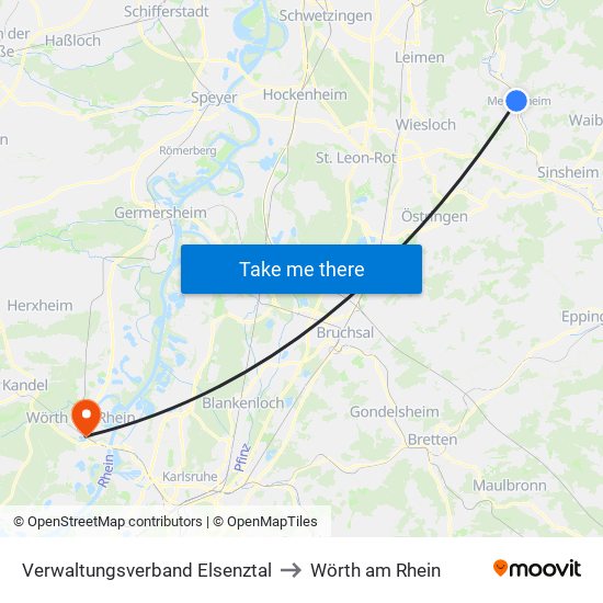 Verwaltungsverband Elsenztal to Wörth am Rhein map