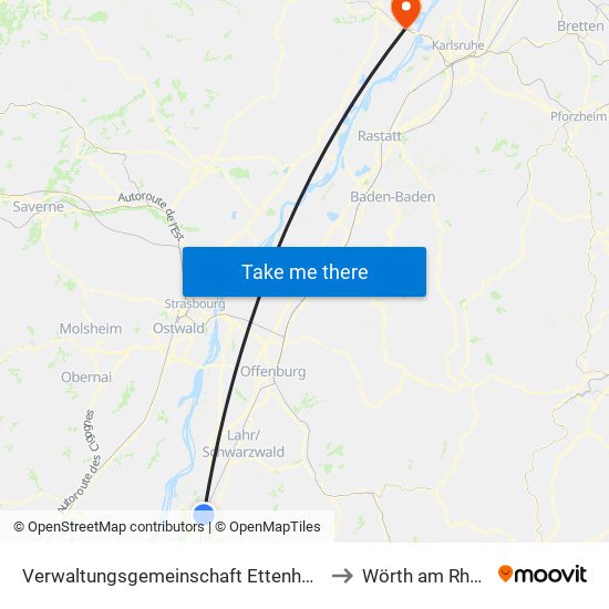 Verwaltungsgemeinschaft Ettenheim to Wörth am Rhein map