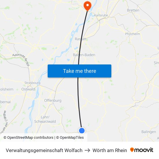 Verwaltungsgemeinschaft Wolfach to Wörth am Rhein map