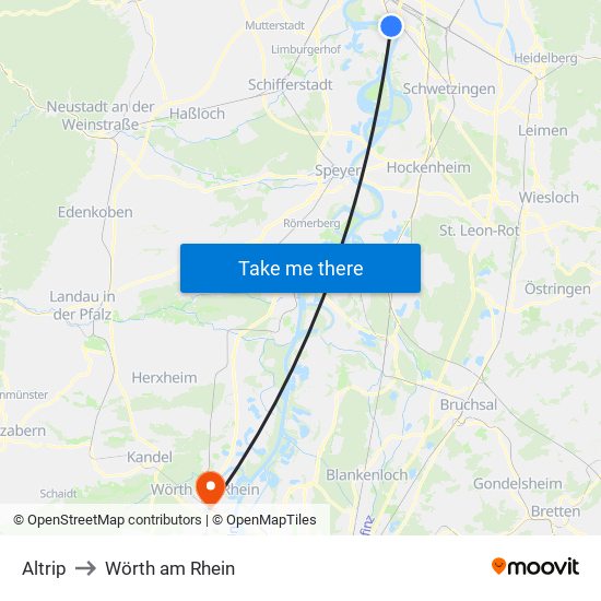Altrip to Wörth am Rhein map