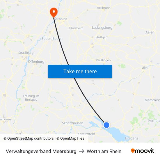 Verwaltungsverband Meersburg to Wörth am Rhein map