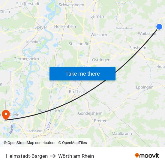 Helmstadt-Bargen to Wörth am Rhein map