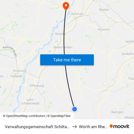 Verwaltungsgemeinschaft Schiltach to Wörth am Rhein map