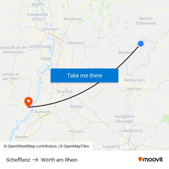 Schefflenz to Wörth am Rhein map