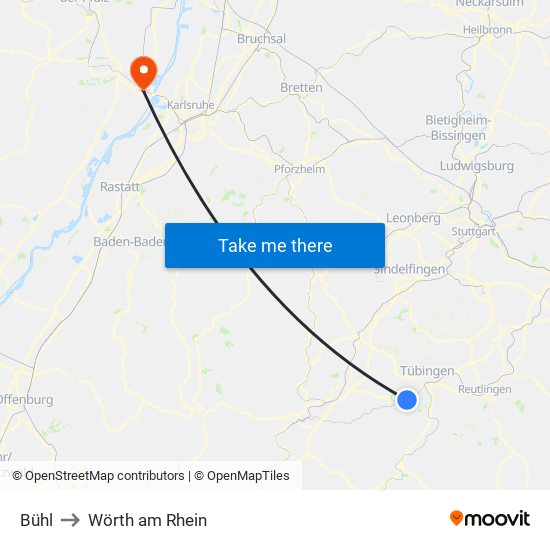 Bühl to Wörth am Rhein map