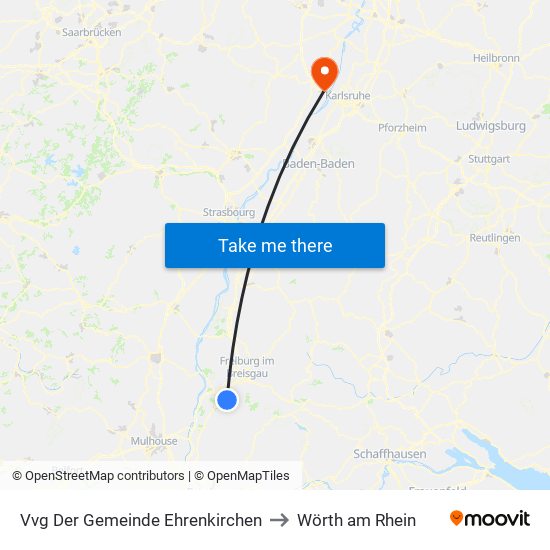 Vvg Der Gemeinde Ehrenkirchen to Wörth am Rhein map