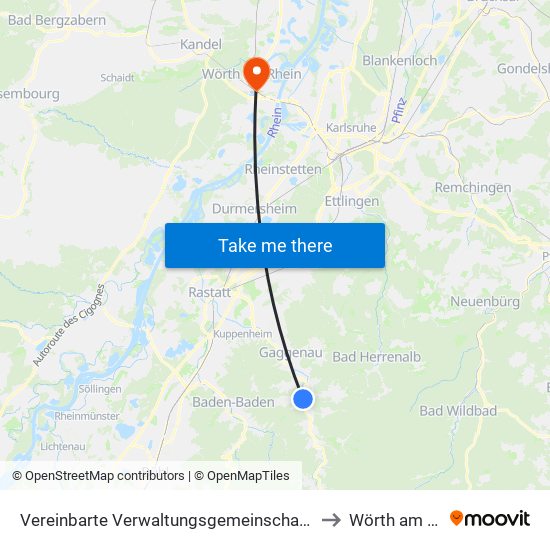 Vereinbarte Verwaltungsgemeinschaft Gernsbach to Wörth am Rhein map