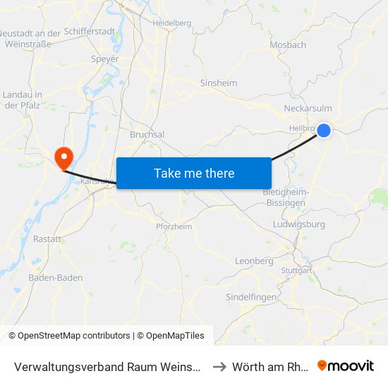 Verwaltungsverband Raum Weinsberg to Wörth am Rhein map