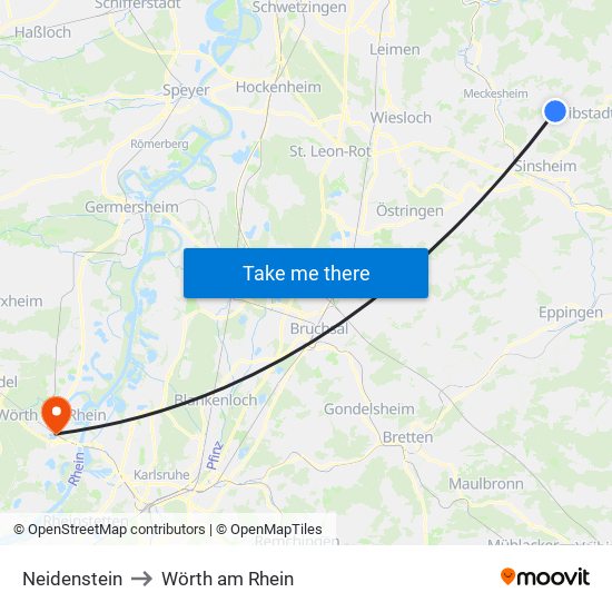 Neidenstein to Wörth am Rhein map