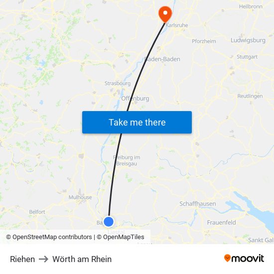 Riehen to Wörth am Rhein map