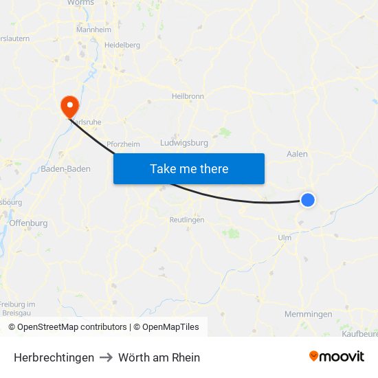 Herbrechtingen to Wörth am Rhein map