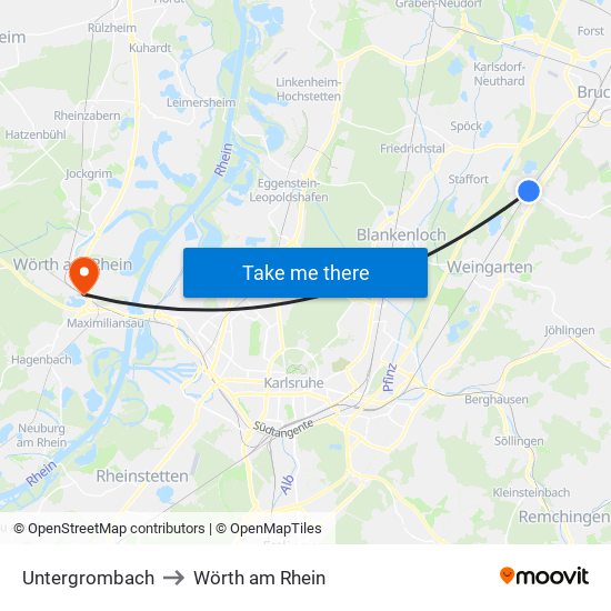 Untergrombach to Wörth am Rhein map