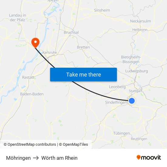 Möhringen to Wörth am Rhein map