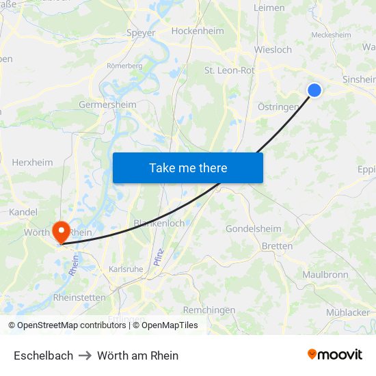 Eschelbach to Wörth am Rhein map