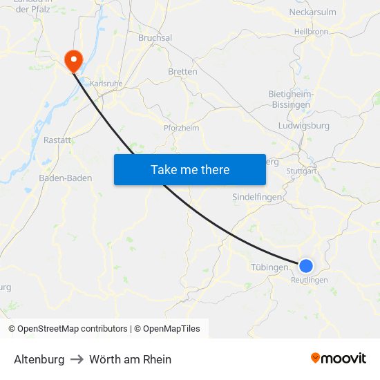 Altenburg to Wörth am Rhein map