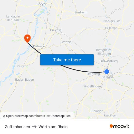 Zuffenhausen to Wörth am Rhein map