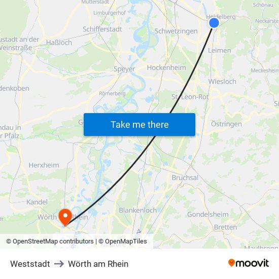 Weststadt to Wörth am Rhein map