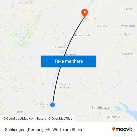 Schliengen (Kernort) to Wörth am Rhein map