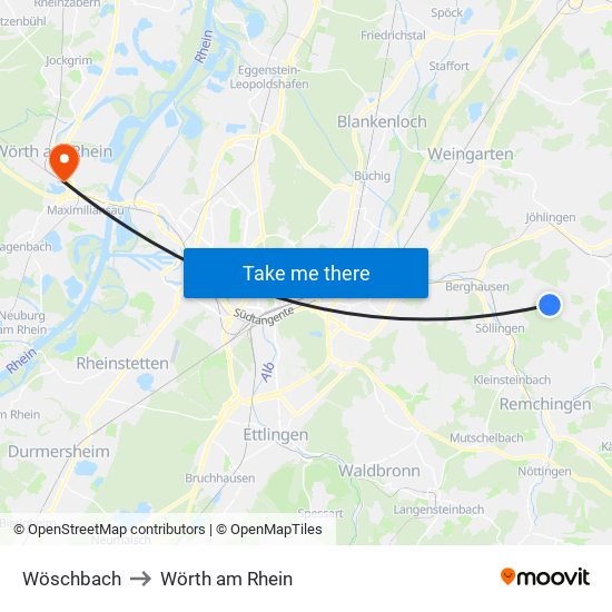 Wöschbach to Wörth am Rhein map