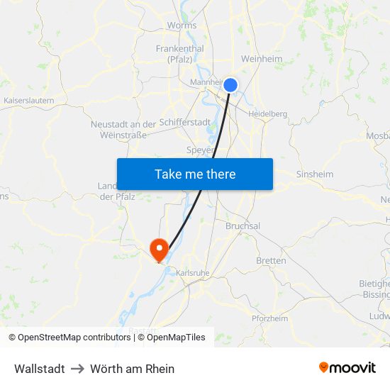 Wallstadt to Wörth am Rhein map