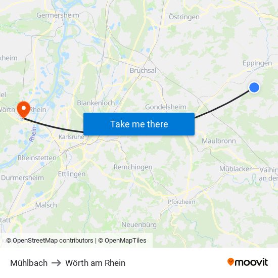 Mühlbach to Wörth am Rhein map