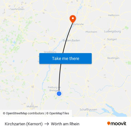 Kirchzarten (Kernort) to Wörth am Rhein map