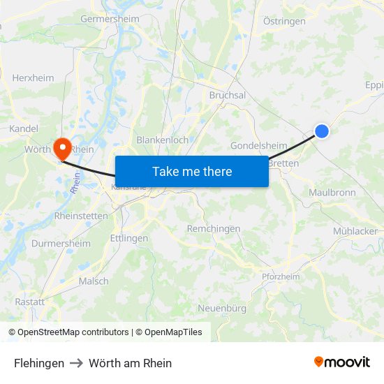 Flehingen to Wörth am Rhein map