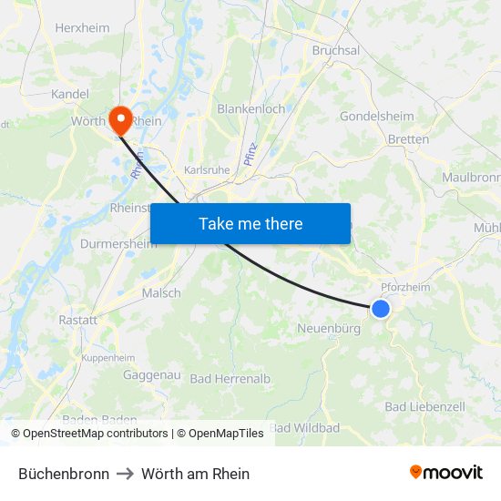 Büchenbronn to Wörth am Rhein map