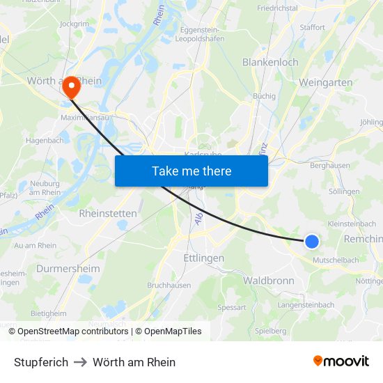 Stupferich to Wörth am Rhein map