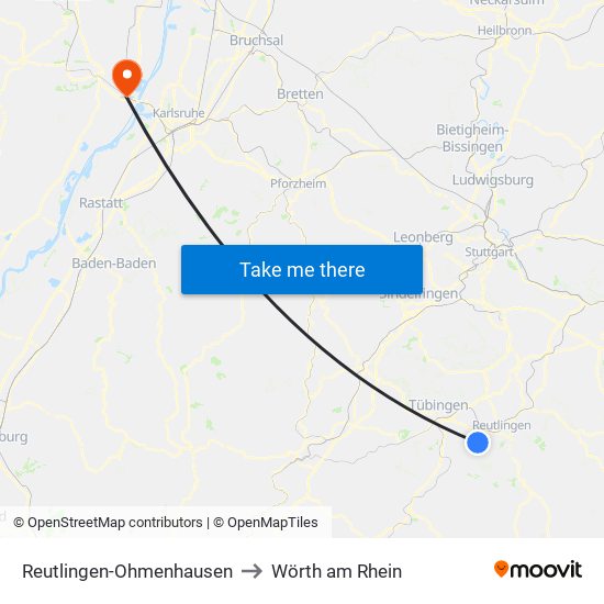 Reutlingen-Ohmenhausen to Wörth am Rhein map