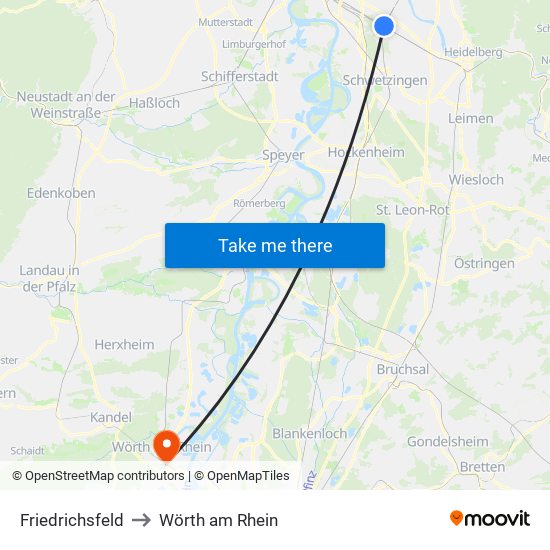 Friedrichsfeld to Wörth am Rhein map