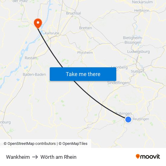 Wankheim to Wörth am Rhein map