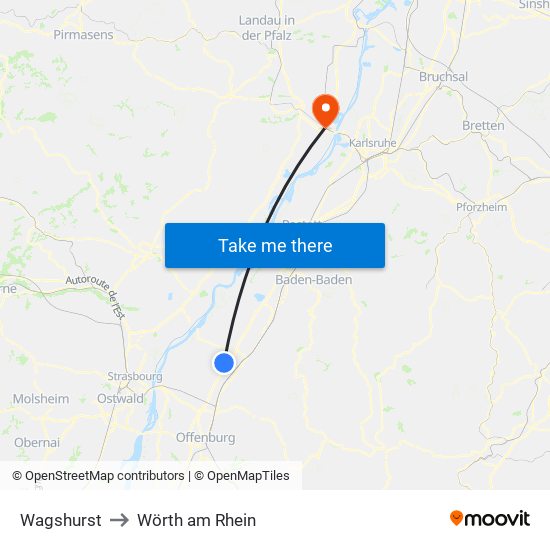 Wagshurst to Wörth am Rhein map