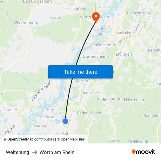 Weitenung to Wörth am Rhein map