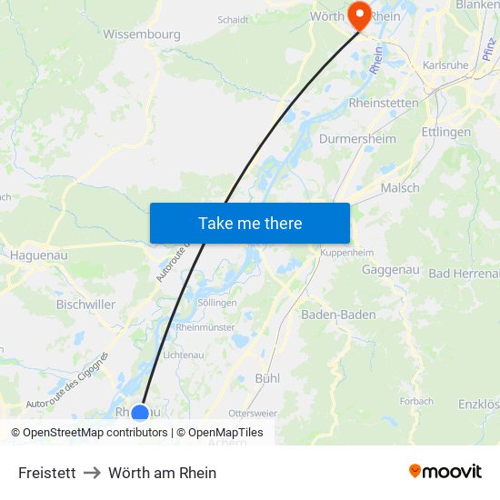 Freistett to Wörth am Rhein map