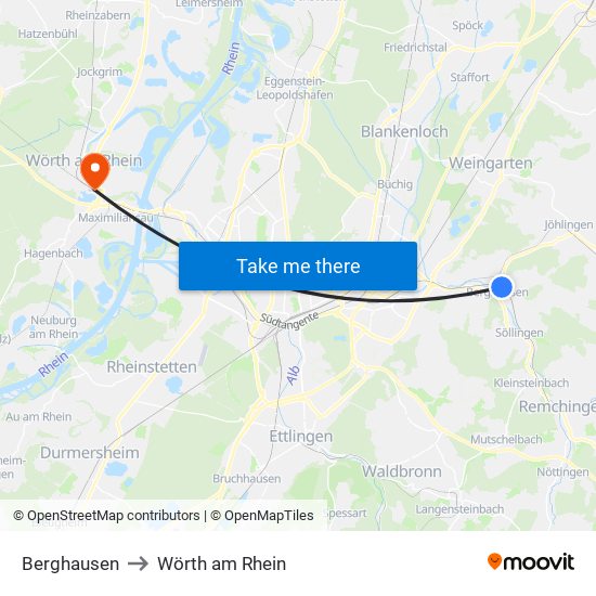 Berghausen to Wörth am Rhein map