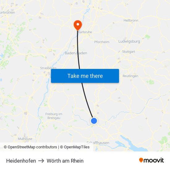 Heidenhofen to Wörth am Rhein map