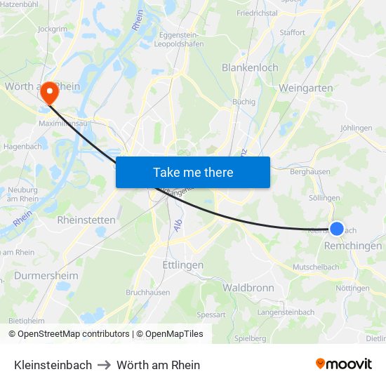 Kleinsteinbach to Wörth am Rhein map