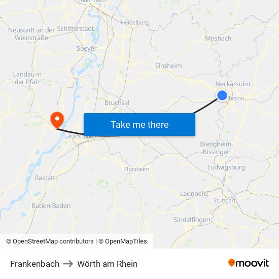 Frankenbach to Wörth am Rhein map